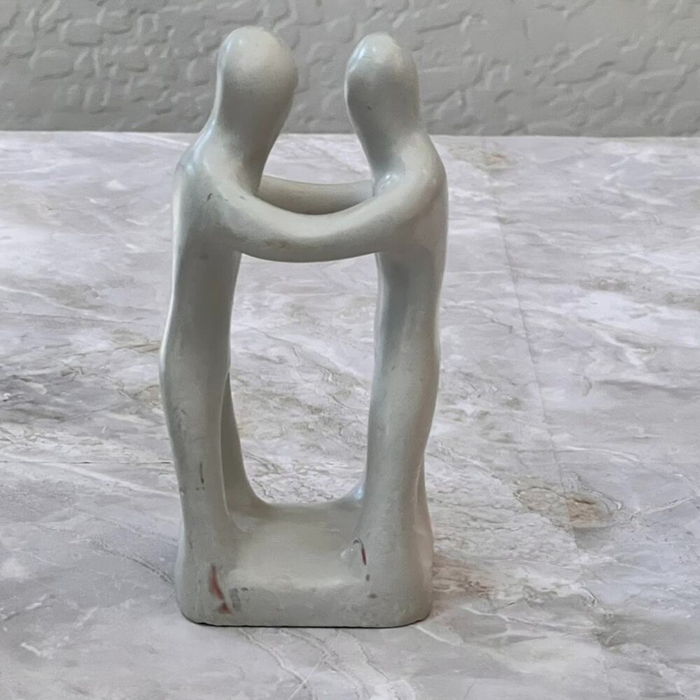 Hand-Carved Soapstone Sculpture Embracing Couple Made in Kenya